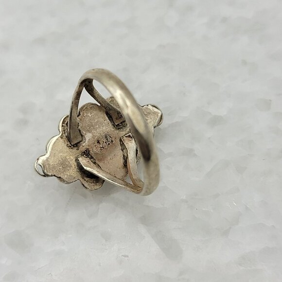 925 Sterling Silver Coral Ring 6.5 - Picture 5 of 6